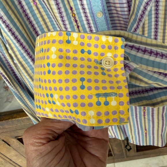 Robert Graham Longsleeve Shirt: Lavendar, Yellow, Blue - Picture 5 of 7